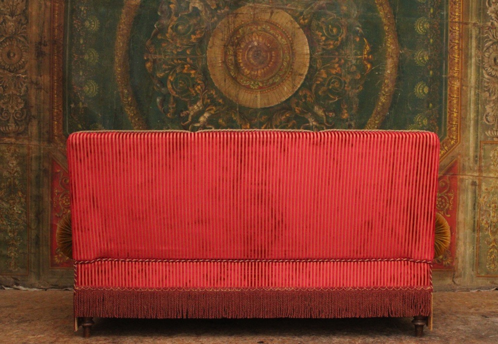 Canapé en velours et passementerie Art Nouveau, XXe s-photo-5
