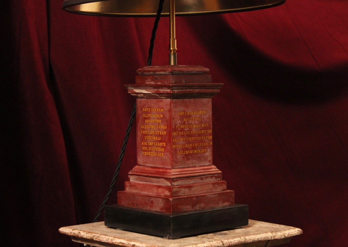 Lampe à poser en marbre, référence à l'obélisque Flaminio de Rome, XXe siècle-photo-2