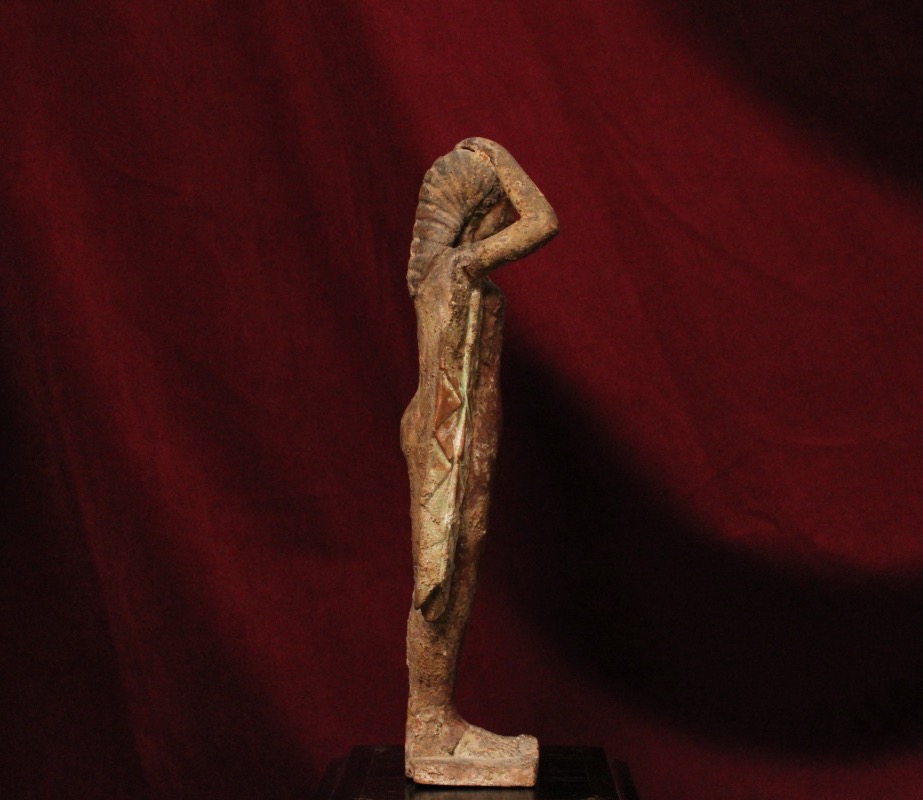 Statuette féminine en terre cuite "Korè", XIXe siècle-photo-3