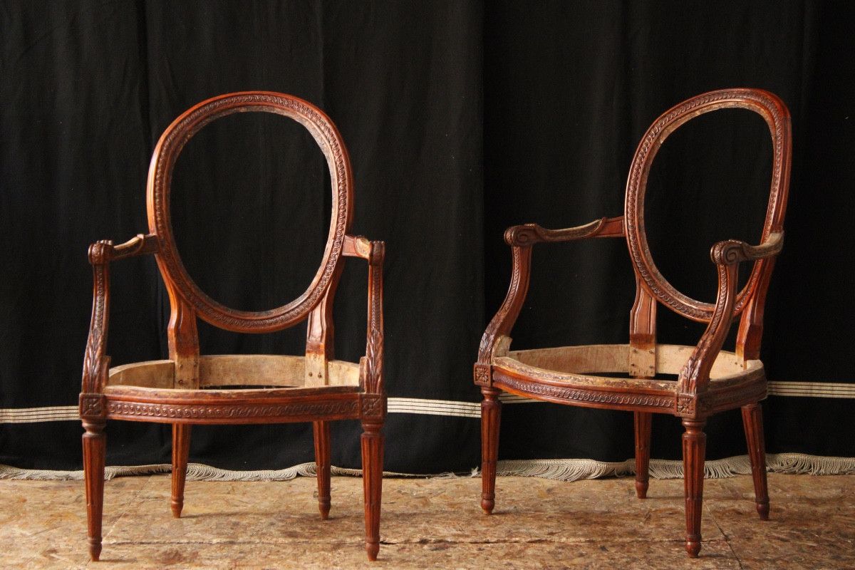 Pair Of Cabriolets Armchairs Louis XVI Stamped Georges Jacob