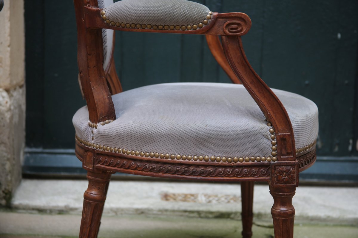 Paire de fauteuils d'époque Louis XVI. -photo-3