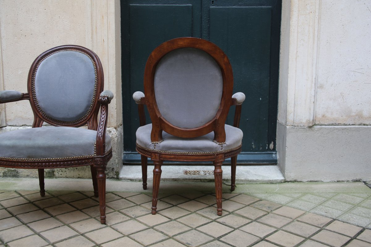 Paire de fauteuils d'époque Louis XVI. -photo-4