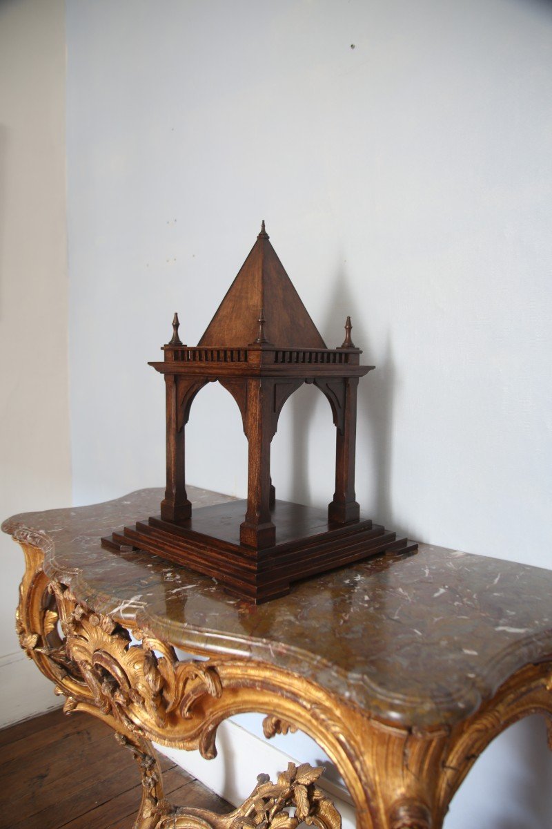 Maquette de temple, chef-d'oeuvre de compagnon signé et daté 1891.-photo-3