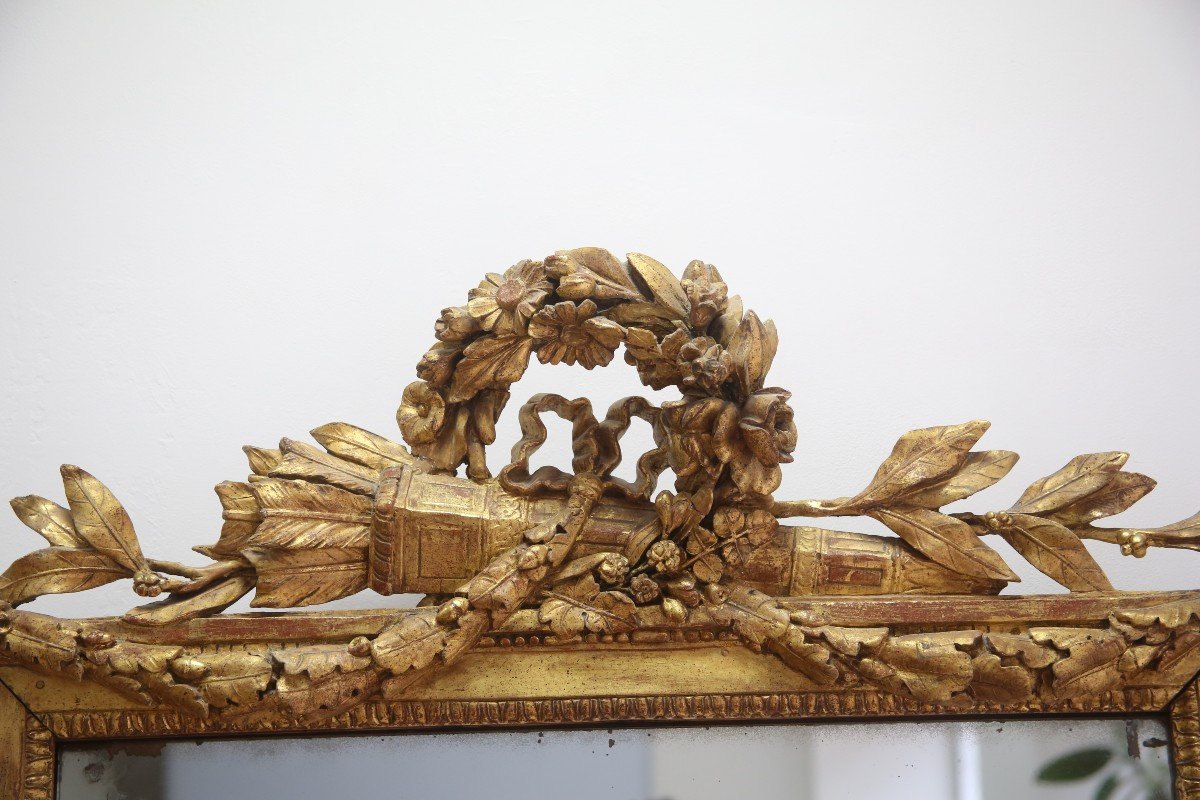 Miroir En Bois Doré d'époque Louis XVI-photo-2