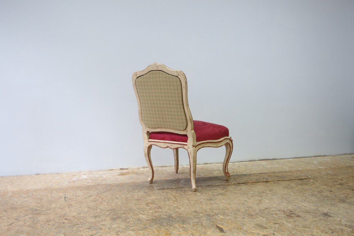 White And Red Rechampi Beech Frame Chair Attributed To Jean Avisse, Circa 1750.-photo-1