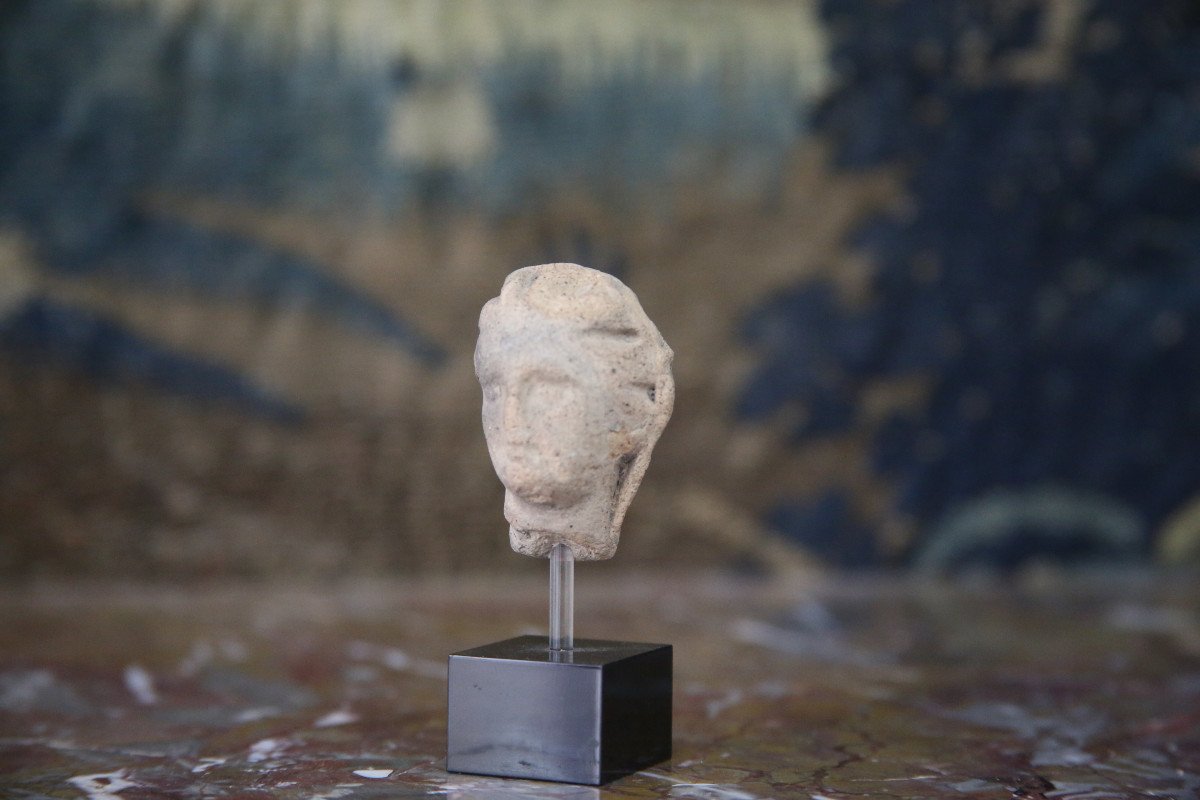 Terracotta Female Head, Hellenistic Period, 3rd Century Bc.-photo-2