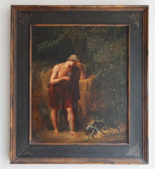 Ecole francaise du XIXème siècle , huile sur toile signée et datée 1828 "Le Berger de Virgile"