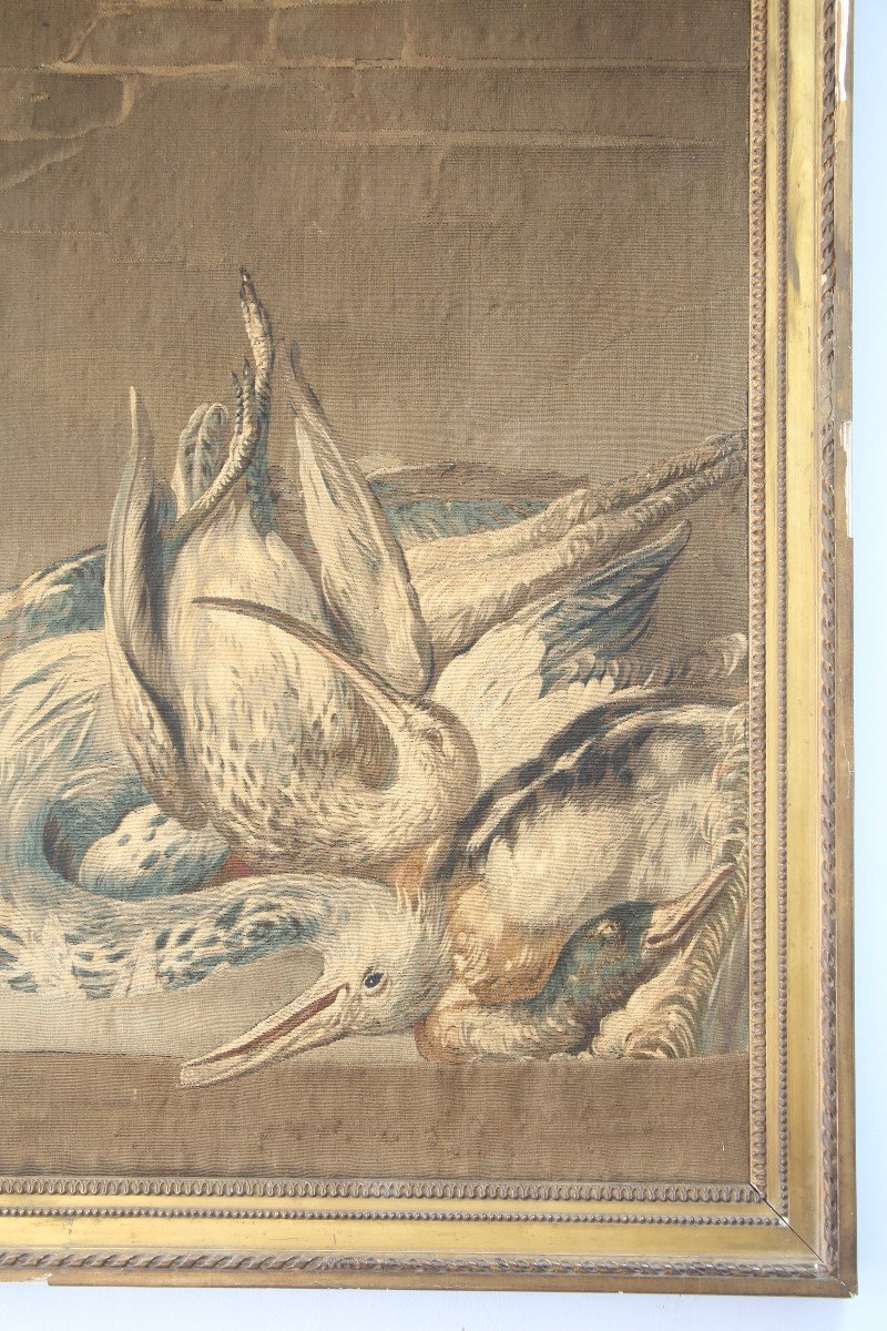 Panneau de tapisserie fine aux oiseaux fin XVIIIème-photo-4