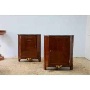 Pair Of Speckled Mahogany Corner Cupboards, Louis XVI Period Circa 1785.