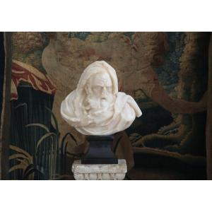 Allegorical Carved Alabaster Statue Representing Winter.