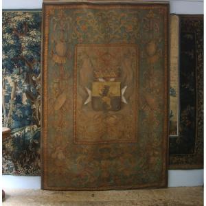 Important Painted Canvas With Armorial Bearings, Italy, 18th Century