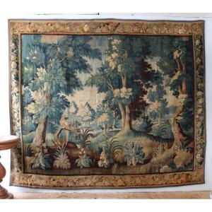  Tapisserie Aubusson, Verdure au perroquet, XVIIIème siècle