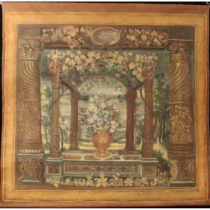 Toile peinte d'après une tapisserie anversoise du XVIIes