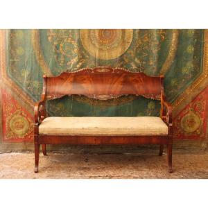 Russian Bench In Mahogany And Gilt Wood, Circa 1820-1830