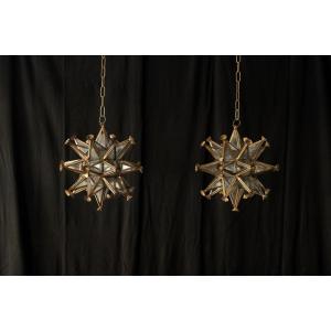  Paire de lanternes/lustres en étoile, XXe siècle