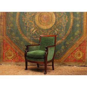 Bergère en acajou aux cygnes, époque Empire vers 1810