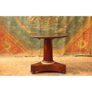 Mahogany, Gilt Bronze And Marble Side Table, Empire Period, 19th Century