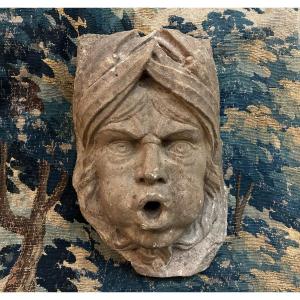 Limestone Fountain Spout / Mascaron, 18th Century