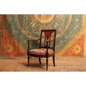 Openwork Mahogany Armchair, Attributed To Jacob Frères, Circa 1800