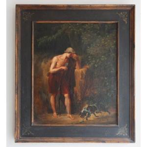 French School Of The 19th Century, Oil On Canvas Signed And Dated 1828 "virgil's Sheperd"