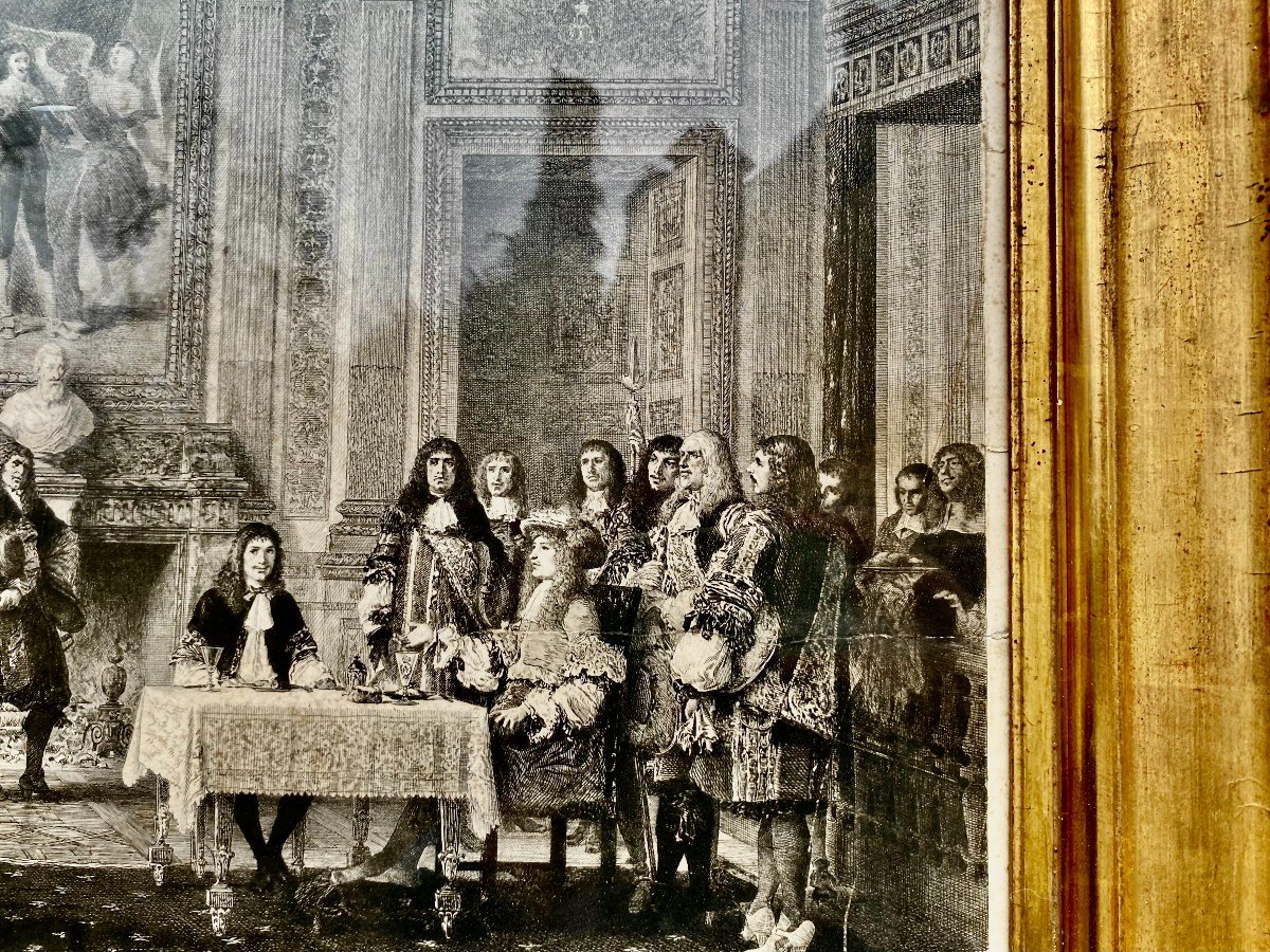 "le Grand Couvert De Louis XIV à Versailles". Gravure Et Son Cadre Louis Philippe XIX E S.-photo-3