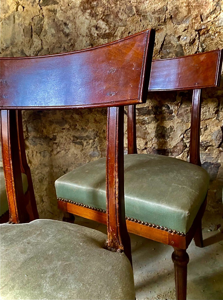 Series Of Six "klismos" Bandeau Chairs. Directory. Early 19th Century. In The Taste Of Jacob.-photo-1