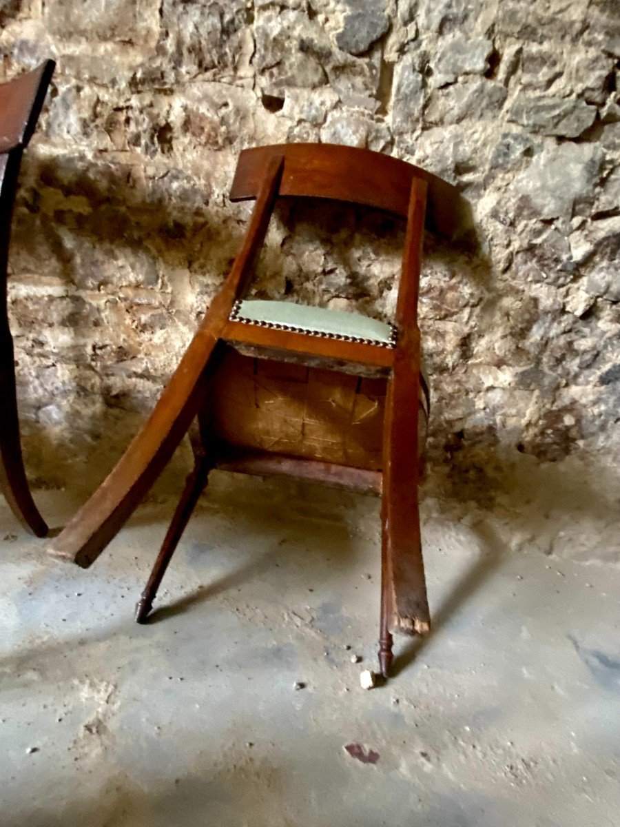 Series Of Six "klismos" Bandeau Chairs. Directory. Early 19th Century. In The Taste Of Jacob.-photo-3