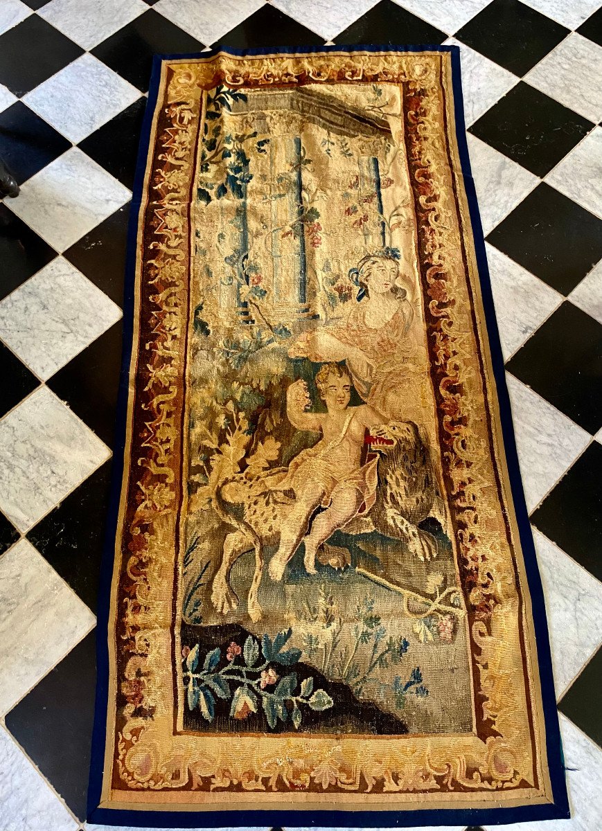 Aubusson Tapestry From Entre Deux. Mythological Scene. Louis XIV Period. End Of The 17th Century. -photo-2