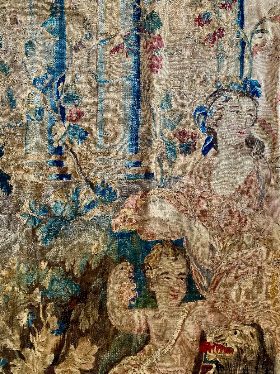 Aubusson Tapestry From Entre Deux. Mythological Scene. Louis XIV Period. End Of The 17th Century. -photo-3