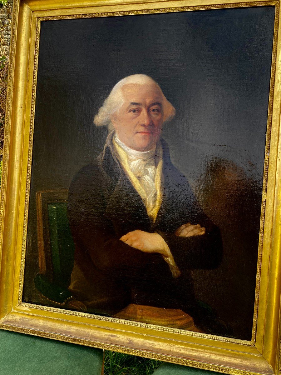 Important Portrait De Notable Assis Et En Redingote. Vers 1780. XVIII E Siècle. -photo-4