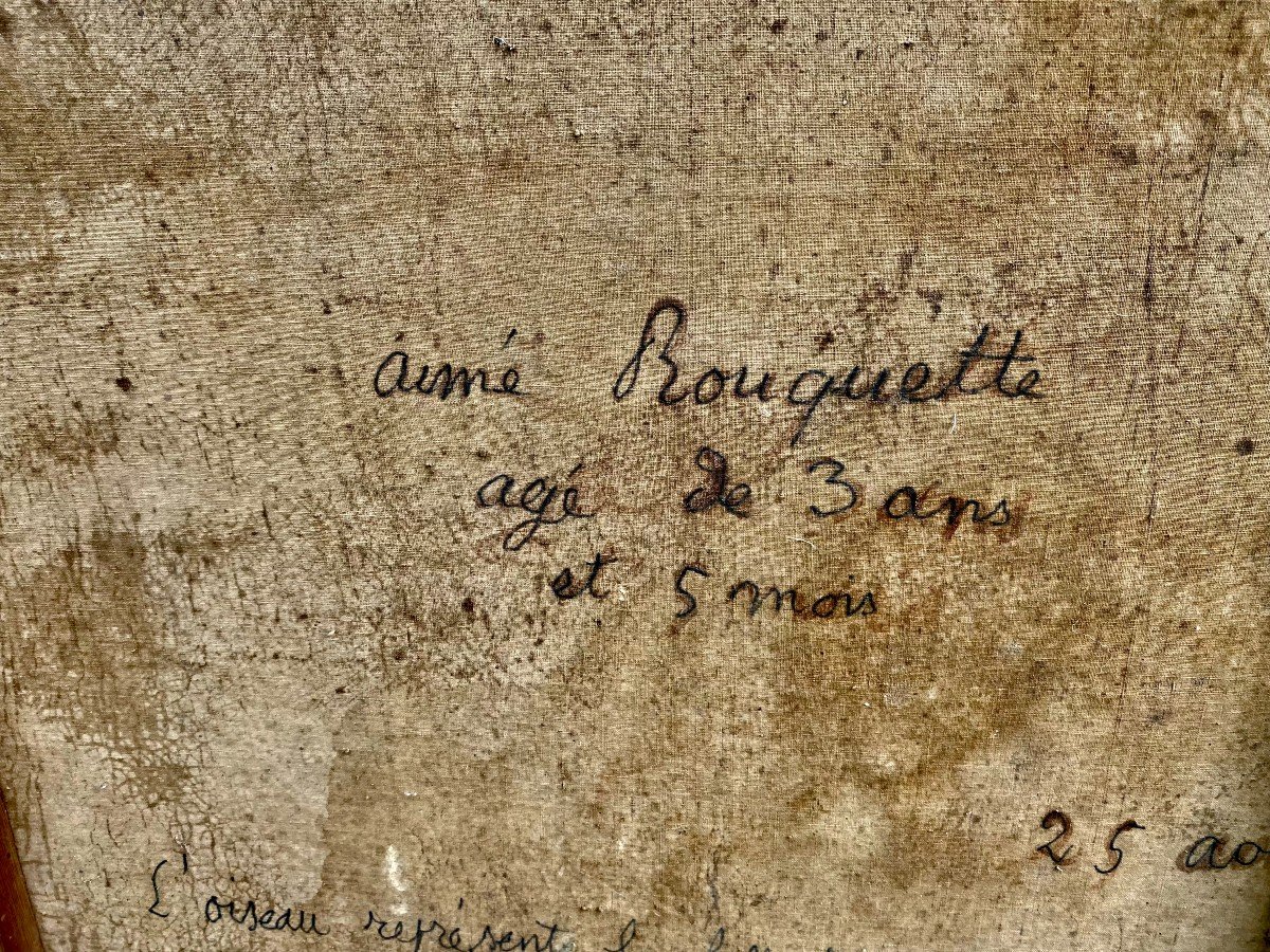 Portait De Famille : Constantin, Gustave Et Aimé Rouquette. Avril 1844. Cadre En Bois Doré. XIX-photo-2
