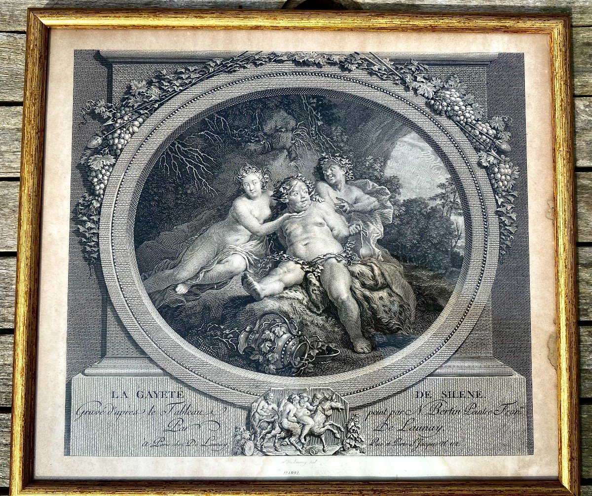 Gravure "la Gaieté De Silène". Vers 1791. Graveur R. Delaunay. Auteur N. Bertin. Fin XVIIIe -photo-4