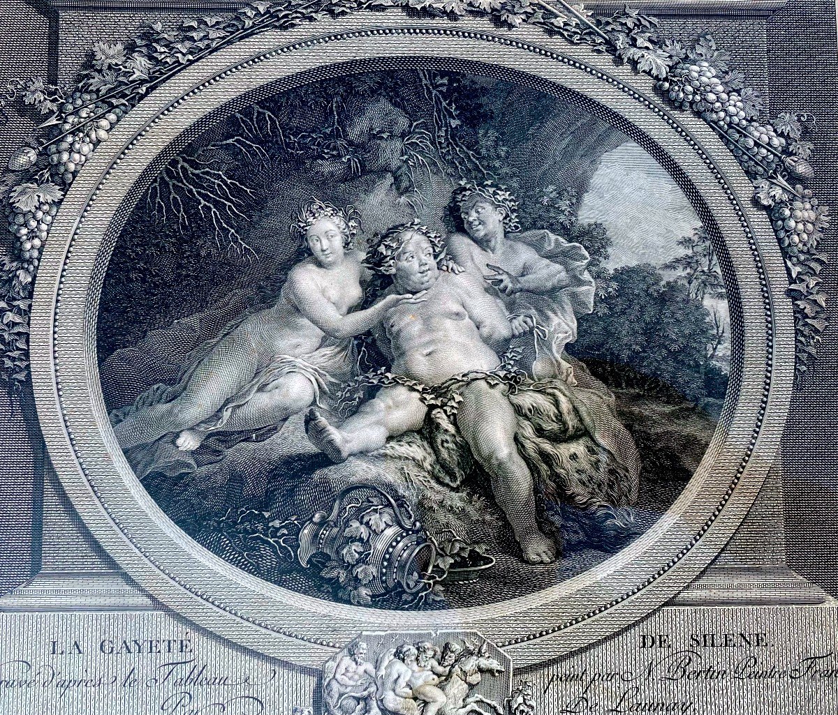 Gravure "la Gaieté De Silène". Vers 1791. Graveur R. Delaunay. Auteur N. Bertin. Fin XVIIIe 