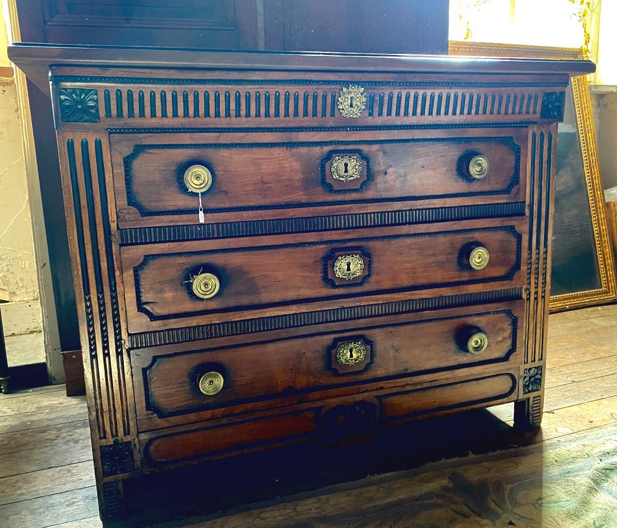 Chest Of Drawers - Fruit Wood With Four Drawers. Provincial Model. Louis XVI Period. Late 18th Century