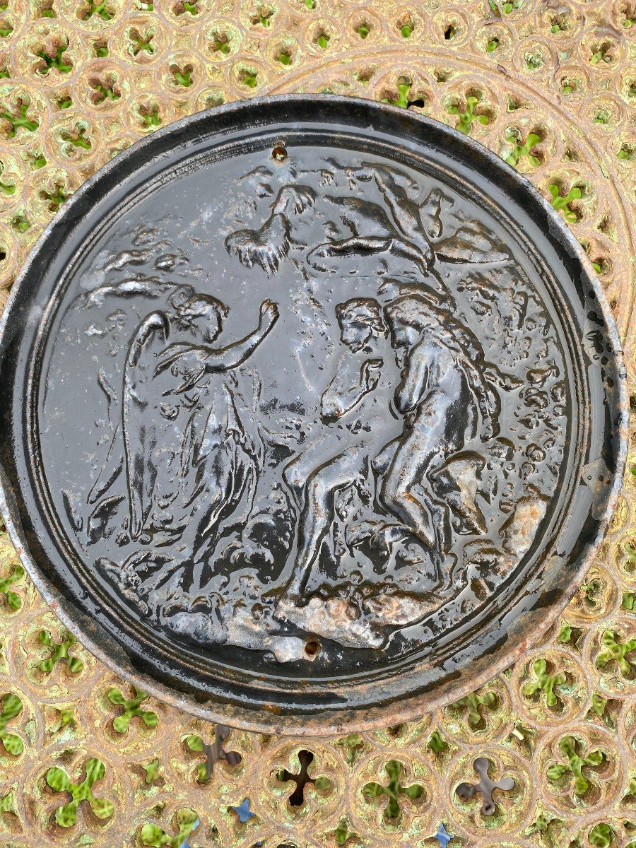 Plaque murale En Fonte . Scène à l'Antique . Fin du XIX E Siècle-photo-3