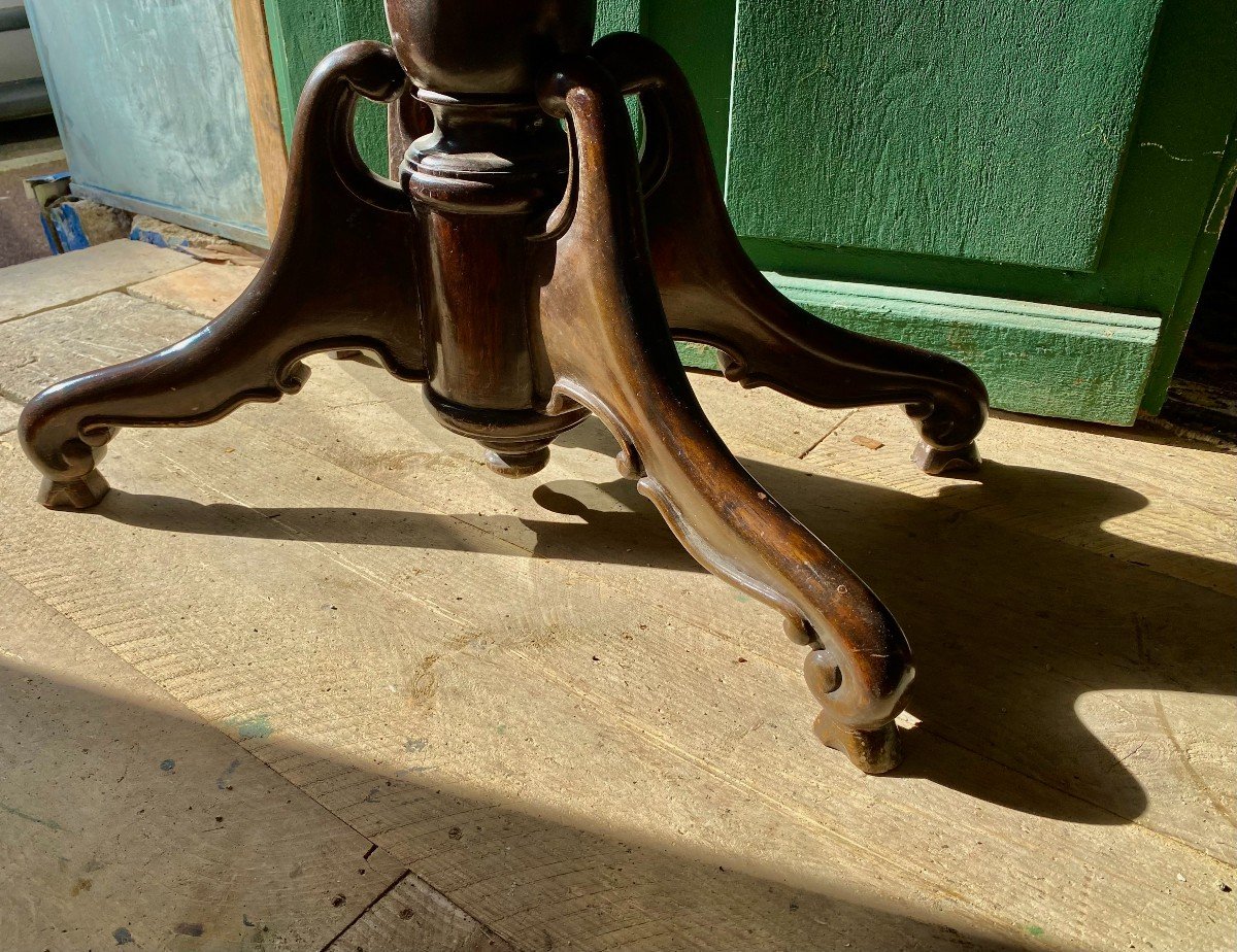 Games Table. Mahogany - Green Velvet Top. Sliding And Folding Tray. Charles XIX Period. -photo-1
