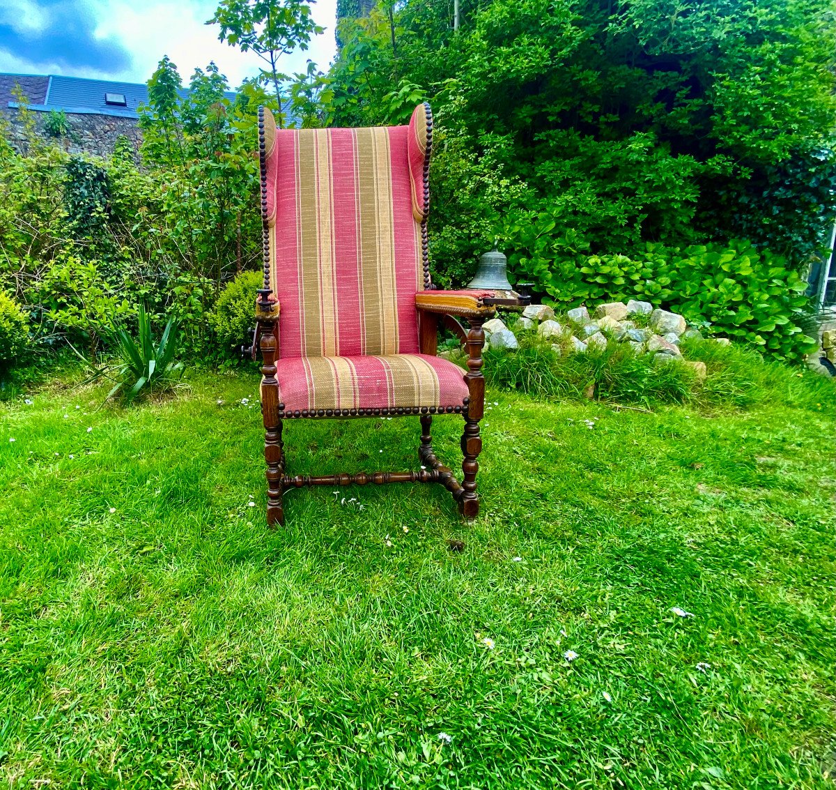 Large And Rare Sick Chair With Reupholstered Rack In Louis XIV Style. Eighteenth Century-photo-2