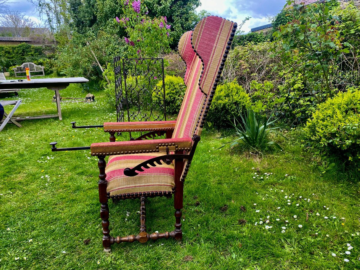 Large And Rare Sick Chair With Reupholstered Rack In Louis XIV Style. Eighteenth Century-photo-3