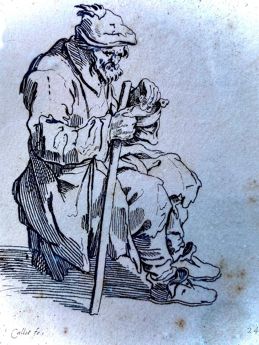 Estampes : Un Rembrandt et neuf des  "Gueux" d'Après Jacques Callot. XVIII Ou XIX E S? -photo-2