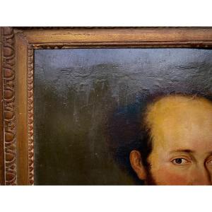 Portrait Of A Notable Restoration. Oil On Canvas. Golden Wood Frame. Early 19th Century