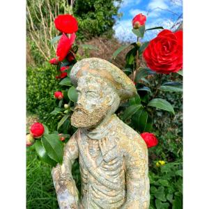 Polychrome Terracotta Statuette Of A Norman Hunter. End Of The 18th-early 19th Century