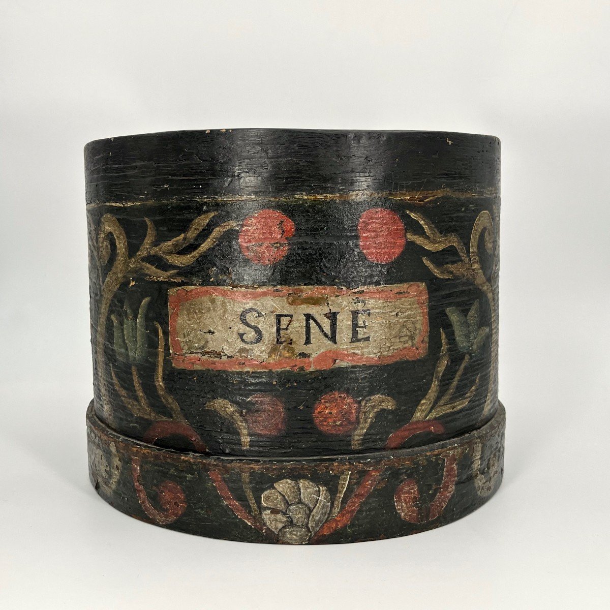 Grain Measure Or Paper Basket In Painted Wood Marked Sené Normandy 18th 19th Century-photo-2