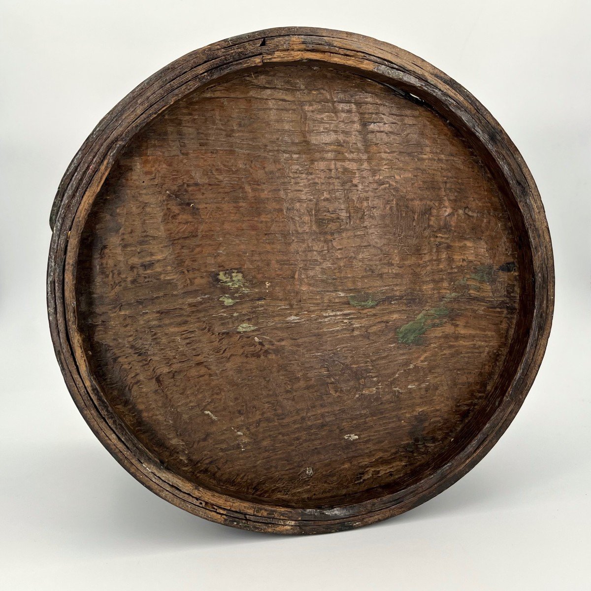 Grain Measure Or Paper Basket In Painted Wood Marked Sené Normandy 18th 19th Century-photo-3