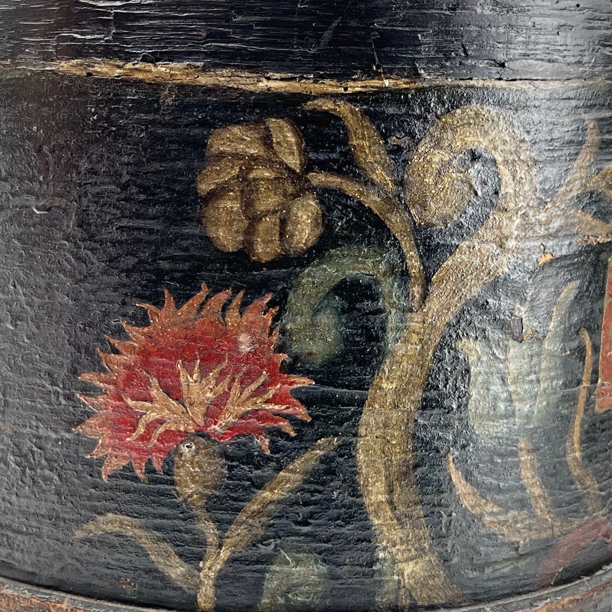 R&eacute;cipient d&#039;apothicairerie en bois peint marque Sen&eacute; Normandie XVIIIe XIXe si&egrave;cle-photo-6