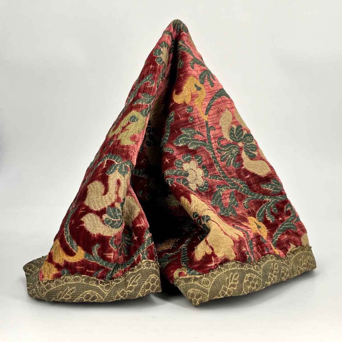 Tapis de table en velours de Gênes du XIXe siècle, chemin de table  en tissu ancien Italie 19e-photo-4
