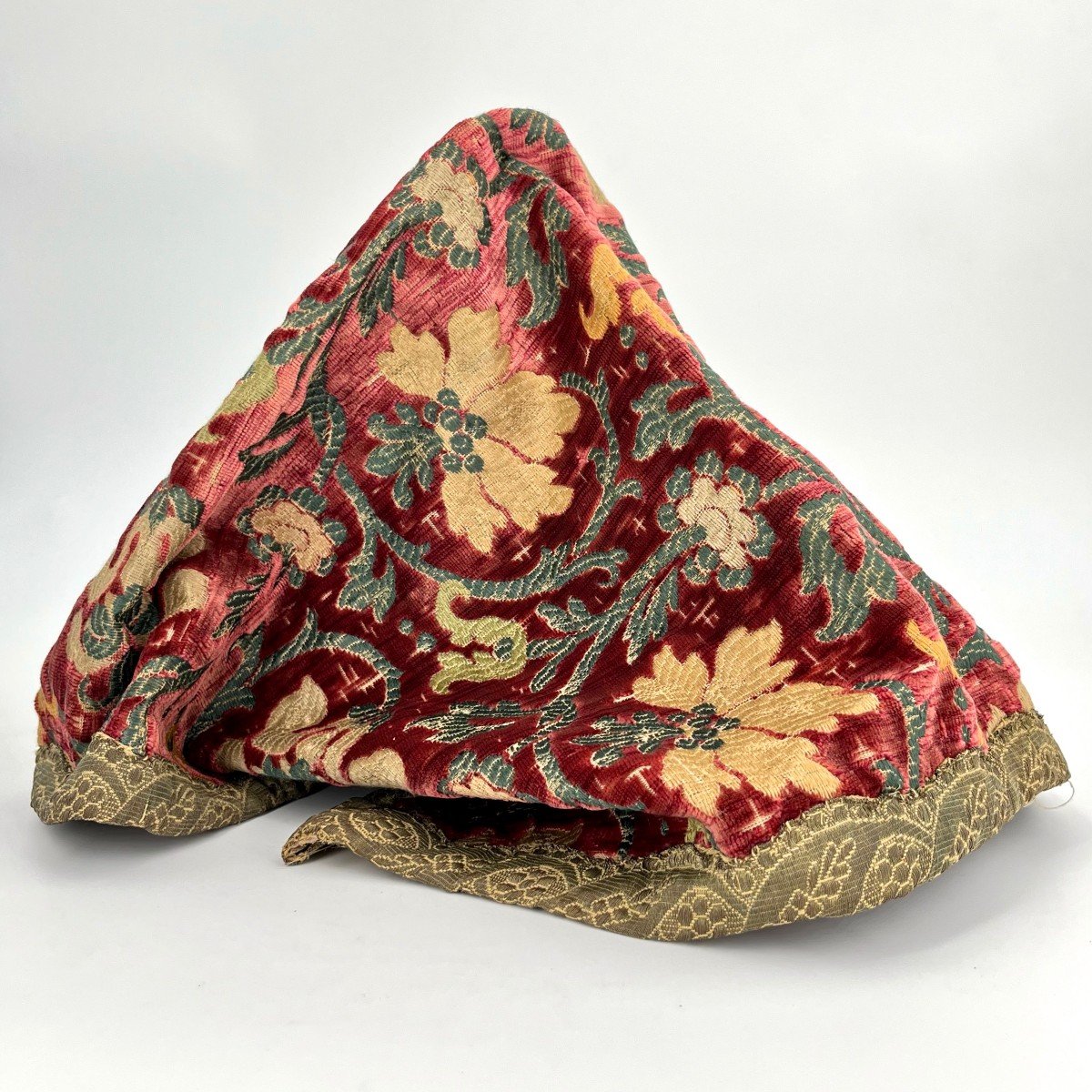 Tapis de table en velours de Gênes du XIXe siècle, chemin de table  en tissu ancien Italie 19e-photo-7