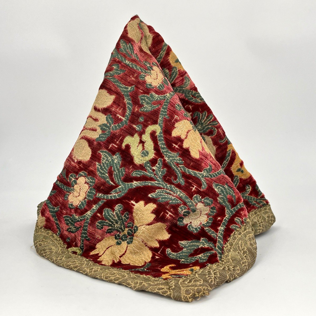 Tapis de table en velours de Gênes du XIXe siècle, chemin de table  en tissu ancien Italie 19e