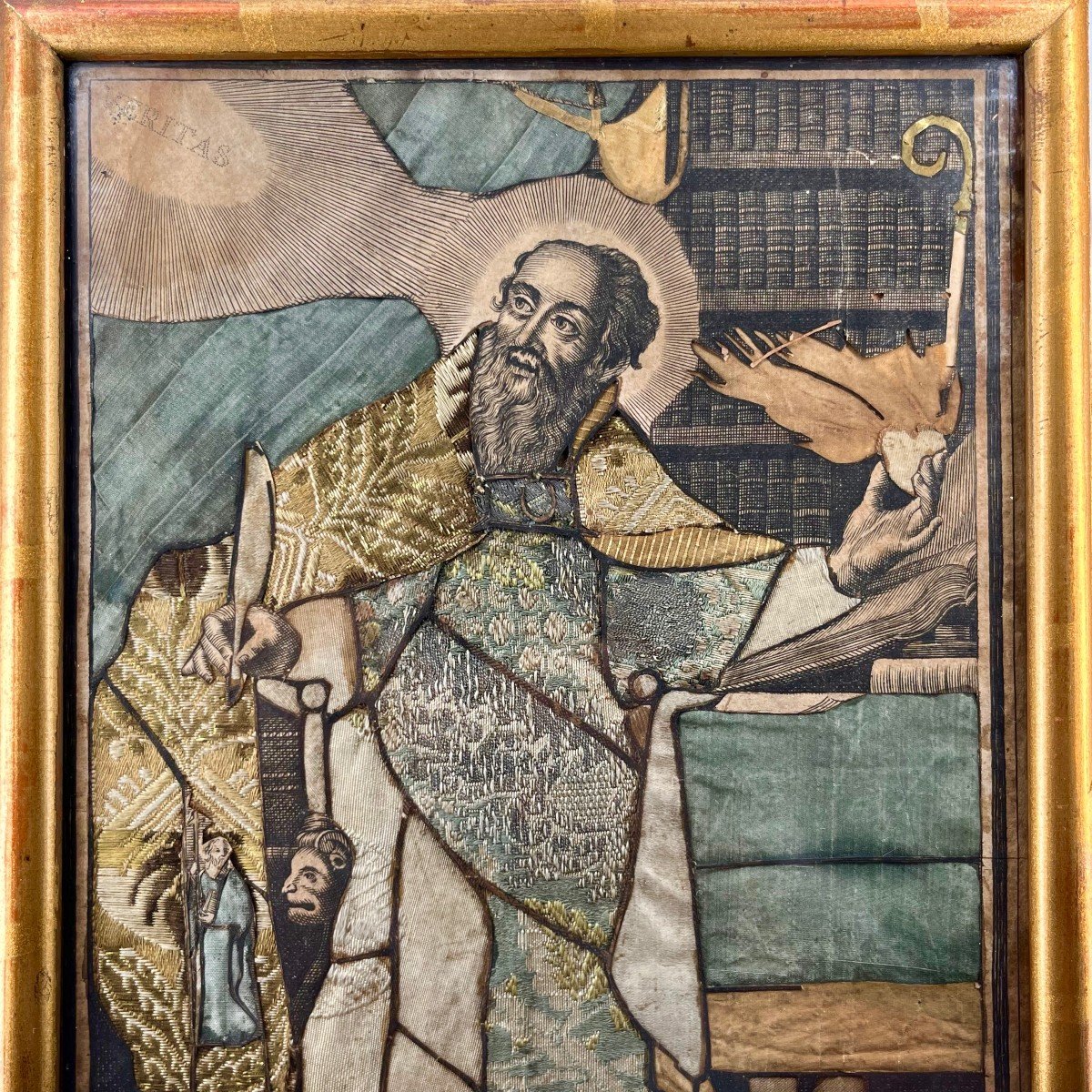 18th Century Dressed Engraving Saint Augustine Doctor Of The Church After Philippe De Champaigne 18th-photo-2