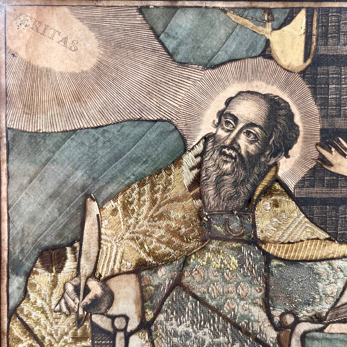 18th Century Dressed Engraving Saint Augustine Doctor Of The Church After Philippe De Champaigne 18th-photo-3