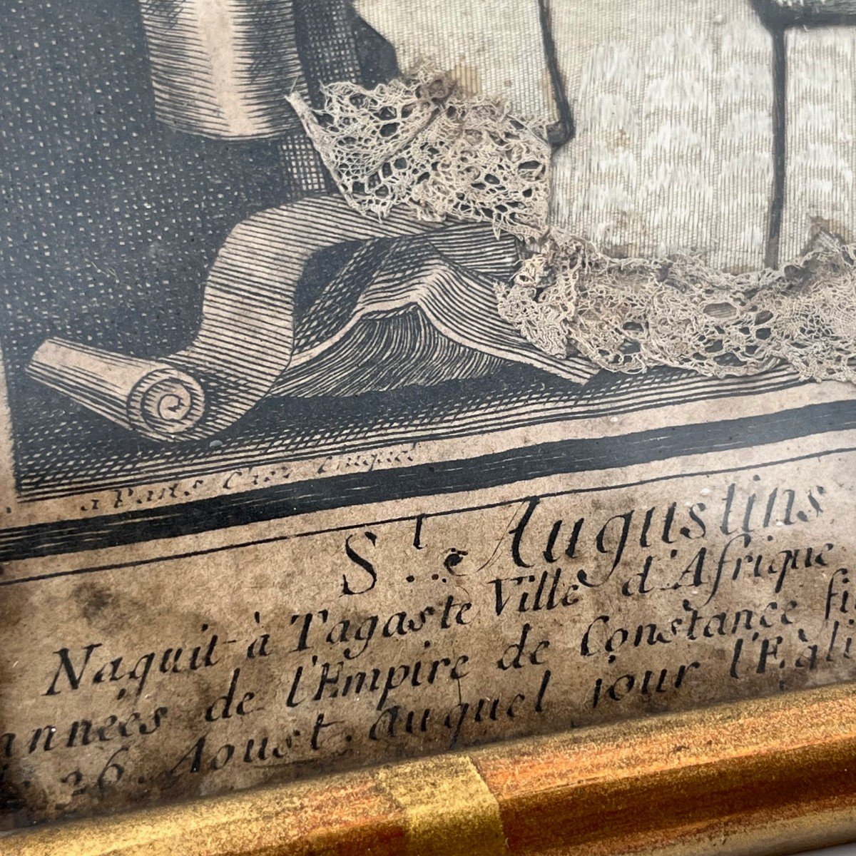 18th Century Dressed Engraving Saint Augustine Doctor Of The Church After Philippe De Champaigne 18th-photo-6